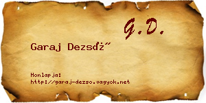 Garaj Dezső névjegykártya